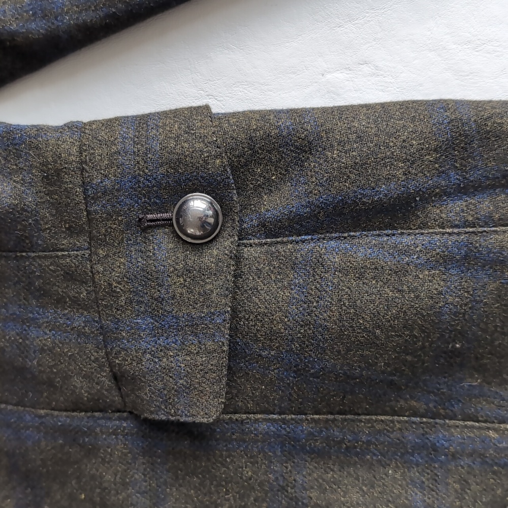 Banana Republic Blue & Green Plaid Wool Blend Flare Sleeve Blazer Sz 16 - Picture 3 of 11
